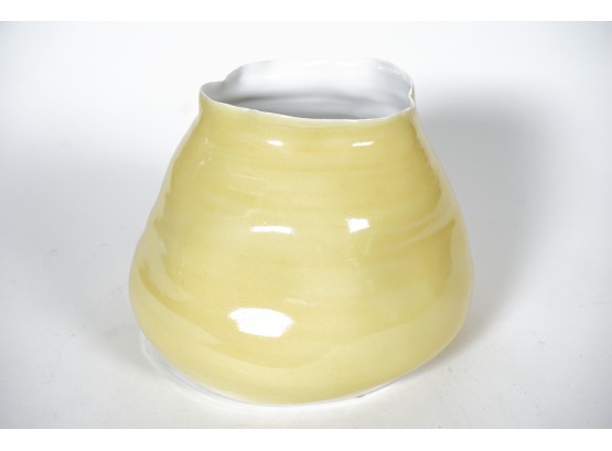 Signed Yellow Art Pottery Vase
