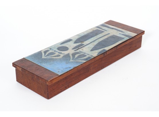 Wooden Box With Enameled Metal Cover