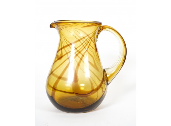 Early American Amber Blown Glass Pitcher