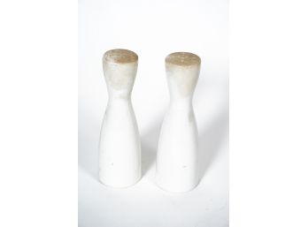 Mid Century Modern White Ceramic Salt & Pepper Shakers
