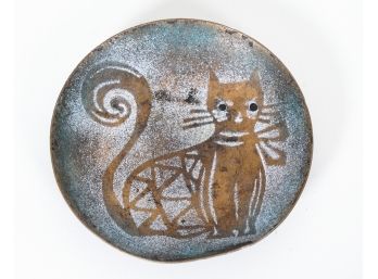 Mid Century Modern Bronze Cat Coaster
