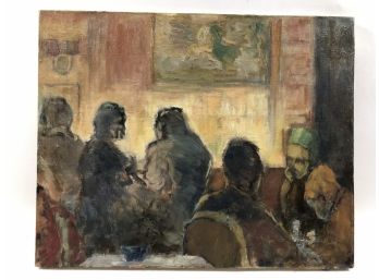 Jean Duncan, 20th C. Cafe Scene Oil On Canvas