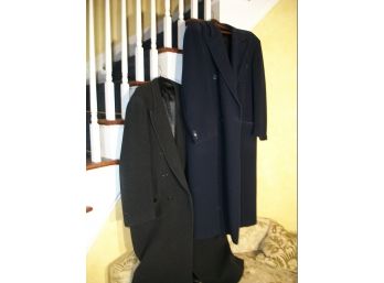 Two Cashmere & Wool Blend Overcoats L/ XL - Both By Leonardo