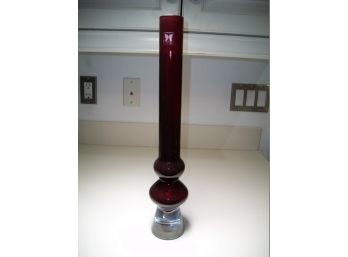 Very Unusual Tall Red Waterford (Marquis) Glass Vase