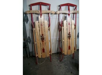 Two Classic Flexible Flyer Sleds - Look Brand New / Unused  - VERY COOL !