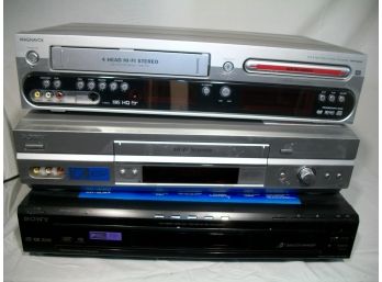 Lot Of 3  - DVD & VHS Players Magnavox & Sony (No Boxes - (All Sold As-Is)