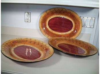 Three Large Nanette Vacher 'Romance' Ambiance Collection Platters