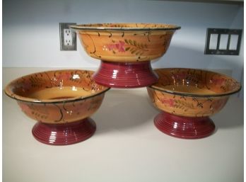 Three Large 'Romance'  Nanette Vacher - Ambiance Collection - Pedestal Bowls