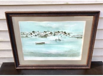 Vintage Original Lithograph Of Harbor Scene By Claude Casati - Signed And Numbered