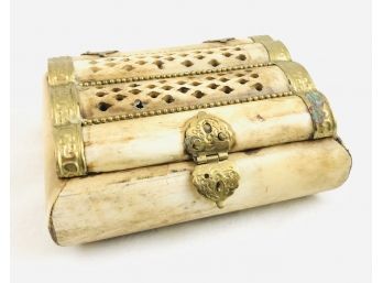 Vintage Asian Bone Jewelry Or Trinket Box