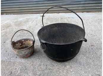Pair Of Vintage Cast Iron Buckets