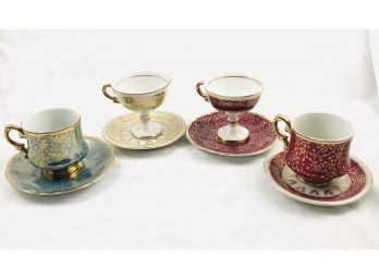 Set Of 4 Vintage Lefton Porcelain Teacups And Plates