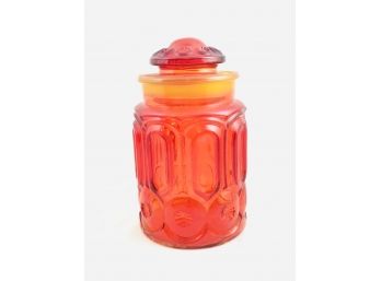 LARGE Vintage Orange Glass Jar