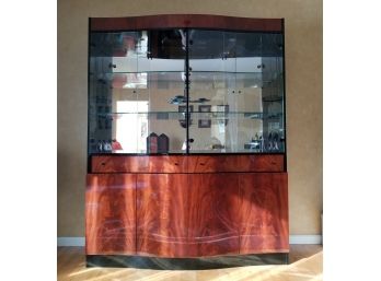Vintage 1980's Deco Revival Lacquer China Cabinet (or Buffet Without Top Piece)