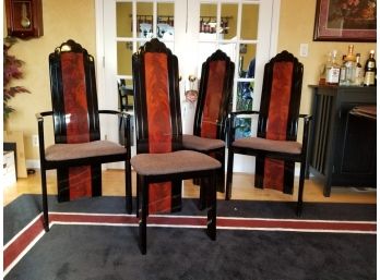 Vintage 1980's Deco Revival Lacquer Dining Chairs