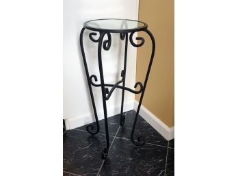 Wrought Iron And Glass Accent Table