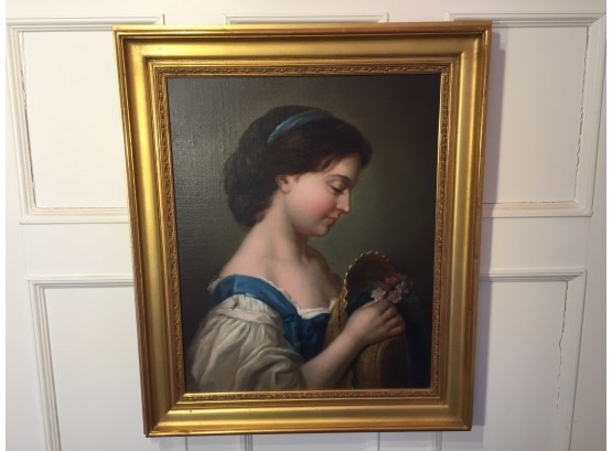 Oil On Canvas 19th Century Portrait Of A Lady