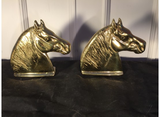 Cast Brass Horse Head Bookends