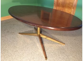 Very Cool Mid Century Oval Table On Retro Atomic Era Metal Pedestal Legs