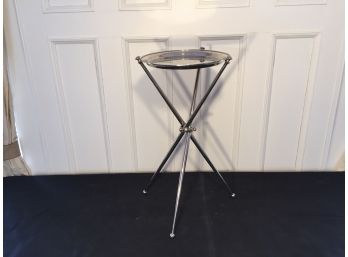 Polished Nickel Plated Tripod Tray Table