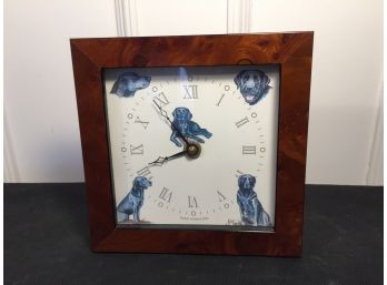Framed Bryn Perry Studios Black Labrador Themed Table Clock