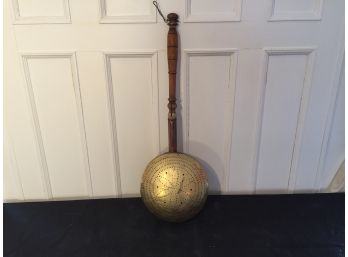 Antique Wood Handled And Brass Bed Warmer Pot
