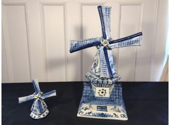 Pair Of Ceramic Delft Windmills