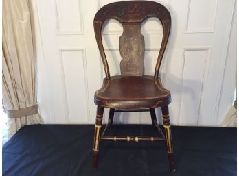 Antique Hand Painted Hardwood Accent Chair