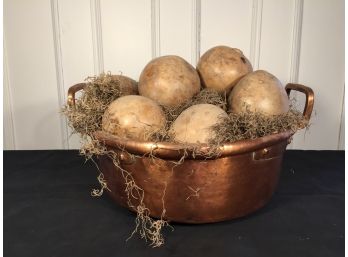 Antique Copper Pot With Nine Decorative Gourds