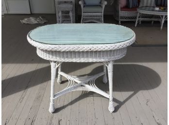 Outdoor Wicker Glass Top Table