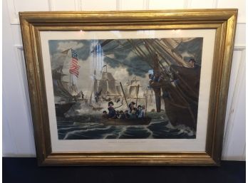 19th. Century Color Lithograph 'Perry's Victory On Lake Erie'
