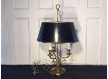 Two Bulb Bouillotte Brass Lamp With Three Candle Holders