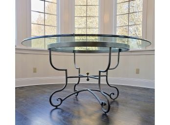 Large Round Heavy Gauge Glass Top Dining Table