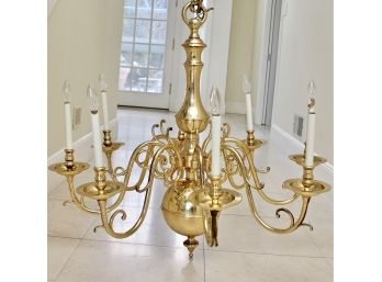 VERY LARGE AND HEAVY Eight Arm Solid Brass Chandelier
