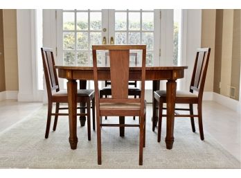 Vintage Dining Table With Six Chairs And Three Leaves