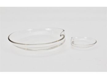 Elsa Peretti For Tiffany & Co. Clear Hand Made Mouth Blown Venetian Glass Thumbprint Bowls
