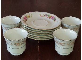 Johann Haviland Bavaria Germany Plates Floral Pattern And 4 Fine China Teacups