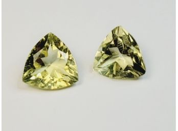 *2.5 Carat Each----- 9x9mm Trillian Cut Pair Lemon Quartz Loose Gemstones