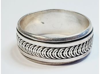 New Half Moon Design Sterling Silver 2 Layered  'Spinner' Ring Large Size: 12