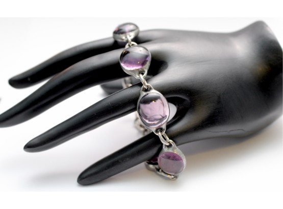 Vintage Hand Made Purple Glass Stone Bracelet