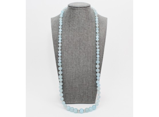 Translucent Blue Beryl Aquamarine Graduated Bead Necklace