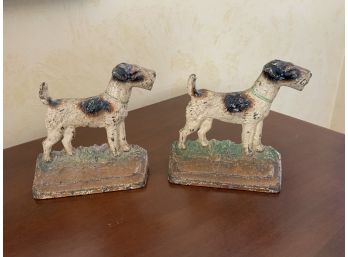 Antique Cast Iron Hubley Airedale Bookends ~ #294 ~