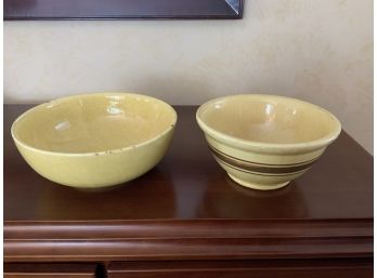 2 Yellow Pottery Bowls ~ 1 McCoy ~