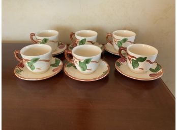Franciscan Apple Pattern ~ 6 Cups & Saucers ~
