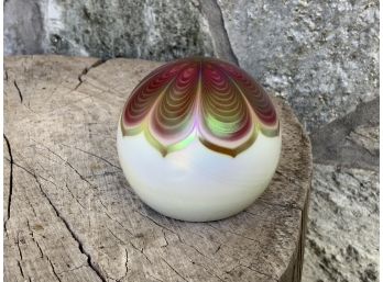 Beautiful Signed Paperweight ~ Feather Design ~