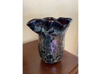 Beautiful Ruffled Top Vase  ~ Iridescent ~