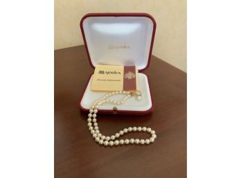 Authentic Majorica Pearl Necklace  W/ Original Box And Guarantee