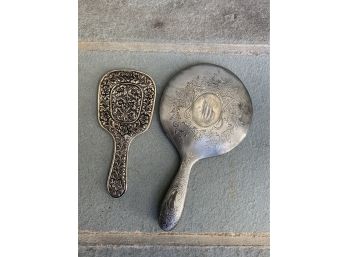 2 Silver Hand Mirrors