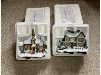 2 Bradford Editions Houses ~ Thomas Kinkade Winter Wonderland ~