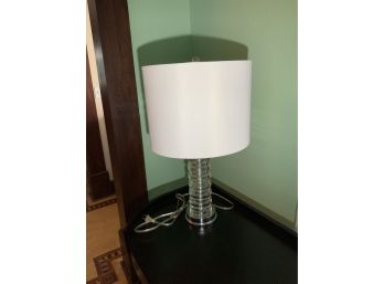 Lucite Table Lamp  W Fabric Shade